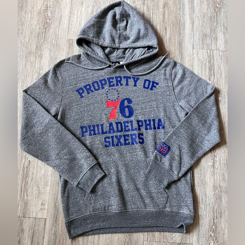 Women's Philadelphia 76ers Property Of Pullover Hoodie Oversized Cotton Gray